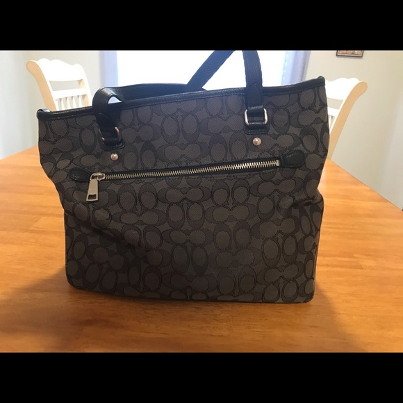 Coach Black/Silver Signature Tote - Picture 2 of 6